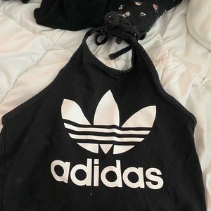 black adidas halter top